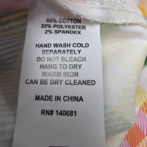 Smak Parlour Skirt Womens Large Rainbow Gingham Button Front Scallop Hem - Picture 6 of 8